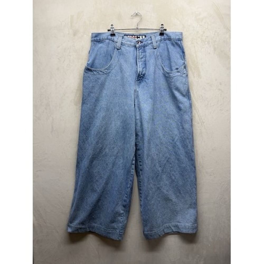 Vintage JNCO Jeans Men's 38x30 Twin Cannon Wide-Leg Light Wash Blue Denim 90s
